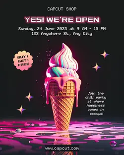 Food and Beverage Ice Cream Shop Grand Opening Instagram Portrait