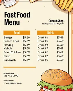 Fast Food Menu Instagram Portrait