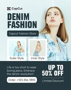 Fashion Denim Style Woman Promotion Instagram Post