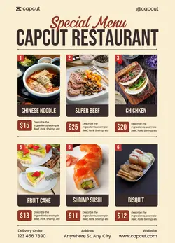 Food & Beverage Elegant Restaurant Menu