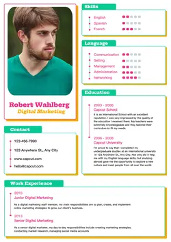 Business Resume Digital Marketing Retro Style