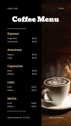 Coffee Menu List Instagram Story