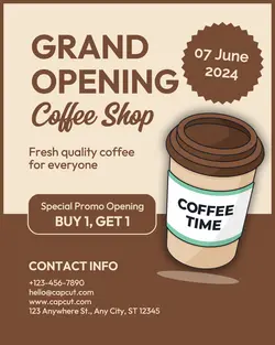 Food & Beverages Grand Opening Coffee Shop Promoti
