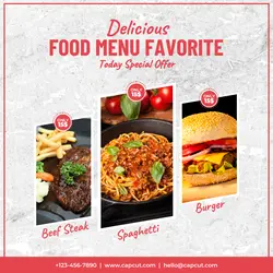 Food Menu Favorite Promotion Instagram Post Light Red Minimalist