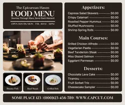 restaurant menu facebook post