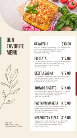 Italian Food Menu Instagram Story