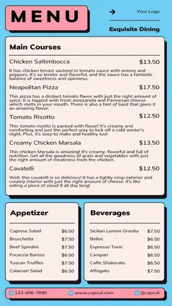 Food Italian Food Menu Instagram Story