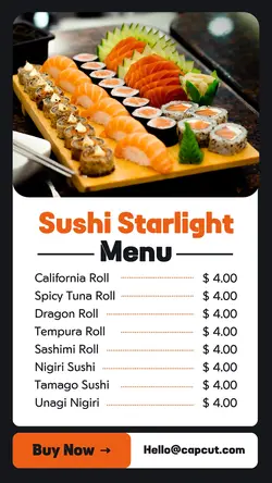 Food and Beverage Sushi Menu Instagram Story