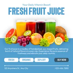 Blue white fruit juice promotion instagram post