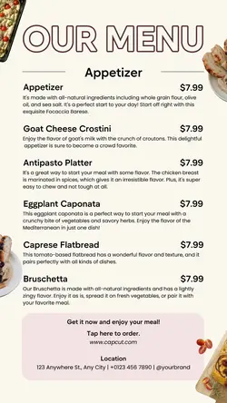 Foods & Beverage Italian Menu Instagram Story