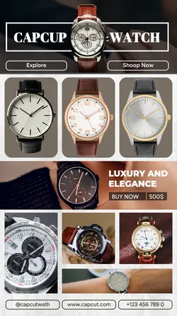 Luxury and elegant men's watch fashion template design for promotional needs on Instagram Stories