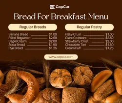 Food Bread For Breakfast Menu Facebook Post