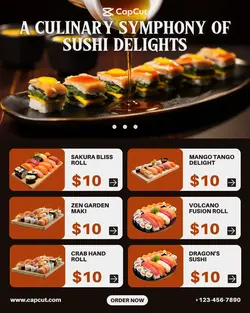 Food Sushi Menu Product Display Instagram Post