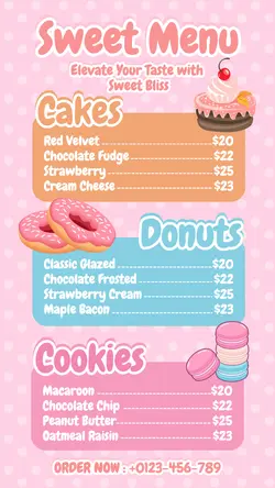 Food and Beverage Sweet Menu Cake Donuts Cookies Instagram Story