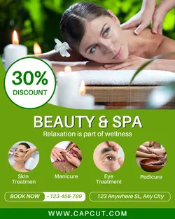 Beauty spa promotion green instagram post potrait