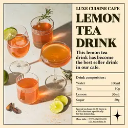 Lemon Tea Drink Product Display Instagram Post Cream Minimalist