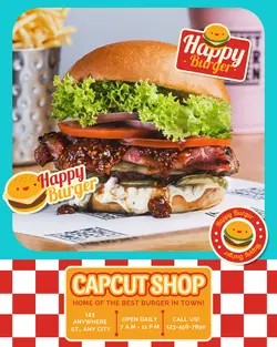 Retro Burger Capcut Shop Poster