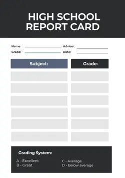 Non-marketing Report Card Minimalist Gray Blue