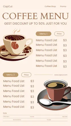 Coffe Shop Menu List Illustration Tiktok Post