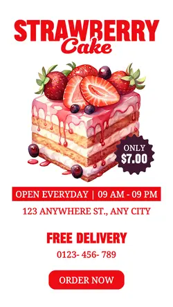 Strawberry Cake Food Promotion Instagram Story