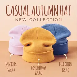 E-commerce Product Display Fashion Industry Casual Autumn Hat Pastel Color