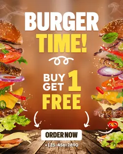 Food Burger Buy 1 Get 1 Promotion Instagram Portrait