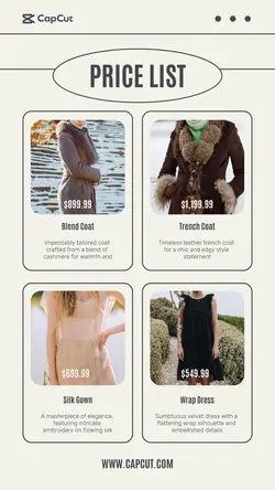 Women Fashion Pricelist Instagram story