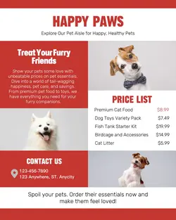 Pet Care Pricelist Instagram Portrait Red & White