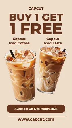Beverage Buy 1 Get 1 Promotion Instagram Story