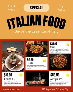 Italian Food Menu Instagram Portrait