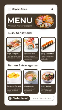 Food Japanese Restaurant Menu Instagram Story