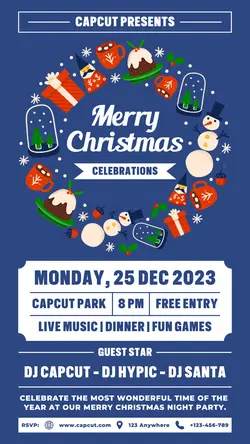 Merry Christmas Party Poster Promotion IG Story