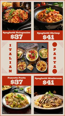 Food Italian Pasta Display Menu Instagram Story