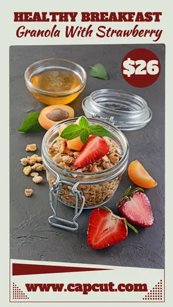 Healthy Food Granola Strawberry Instagram Story
