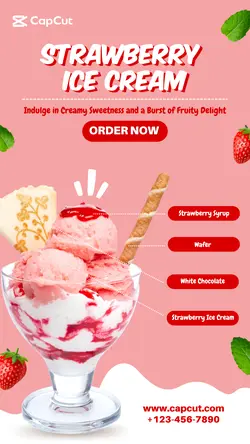 Food Strawberry Ice Cream Product Display Pink