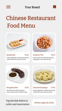 Food Chinese Restaurant Menu Instagram Story