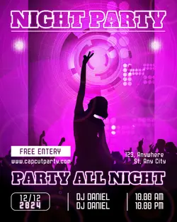 Modern Pink Night Party Promotion Instagram Post