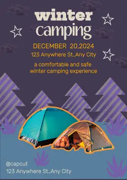 non marketing casual style winter camping poster