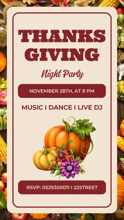 Thanksgiving night party instagram story