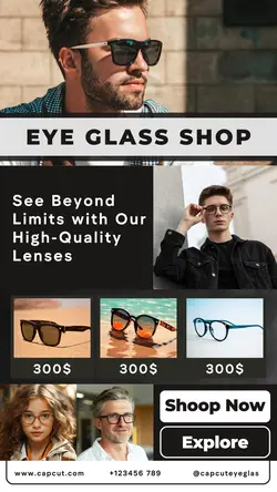 Glasses industry fashion template design for Instagram story needs