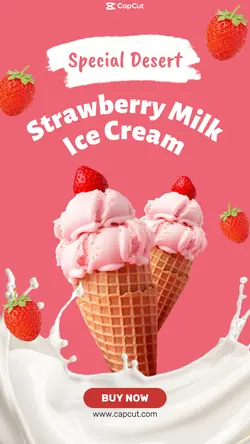 Special Desert Strawberry Milk Ice Cream Instagram Story