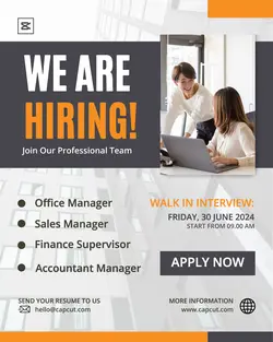 Black Orange We Are Hiring Poster