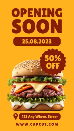 Food Opening Burger Restaurant Instagram Story
