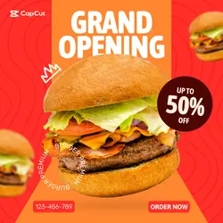 Grand Opening Delicious Food Burger Social Media