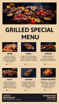Grilled Special menu Restaurant Instagram Story