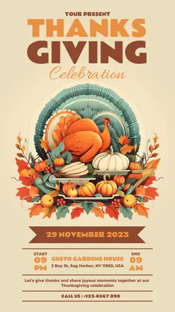Thanksgiving Party Celebration for Social Media Post