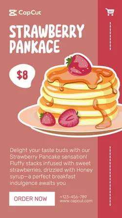 Food & Beverage Strawberry Pancake Product Display Instagram Story