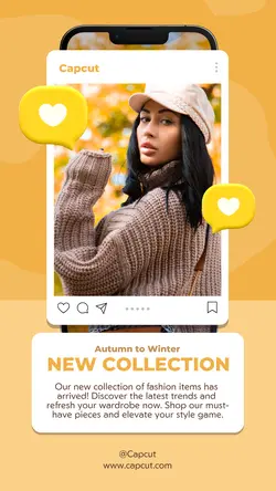 Fashion Autumn to Winter New Collection Instagram Story Cute Yellow Social Media Style