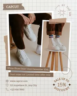Fashion White Shoes Sale Instagram Portrait Light Brown Cute Minimalist 