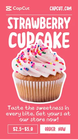 Food & Beverage Strawberry Cupcake Product Display Instagram Story